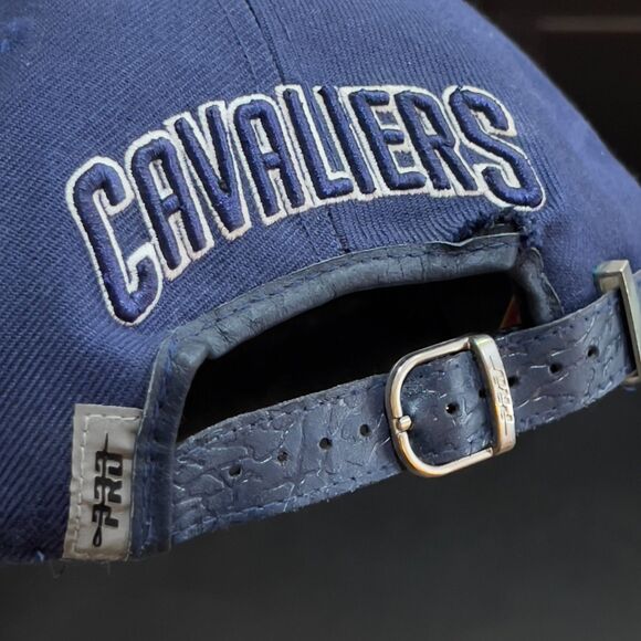 Pro Standard Cleveland Cavaliers Leather Brim Strapback Hat Blue Cavaliers Hat - Picture 6 of 11